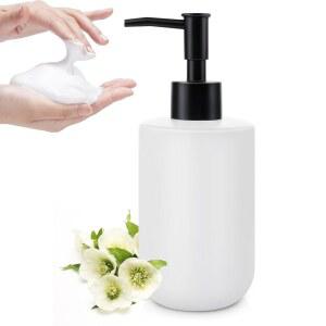 매트 블랙 펌프가 포함된 비누 디스펜서, 세라믹 디스펜서 욕실, 주방 싱크대용 미니멀리스트 모던 디자인 접시 로션 흰색 리필 가능한 액체 핸드