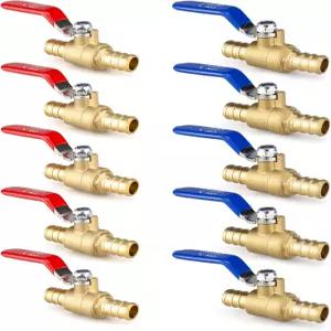 플로우필드 1/2 황동 볼 밸브 크림프/신치 포트 펙스 파이프 온수 및 냉수 가정용 배관 수리용