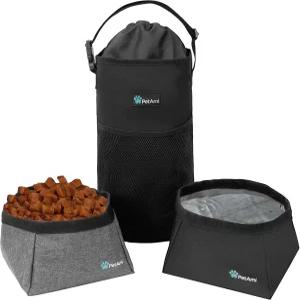 펫아미 반려견 사료 여행 가방 접을 수 있는 반려견용 키블 캐리어 물그릇 키트 캠핑용 반려동물 여행용