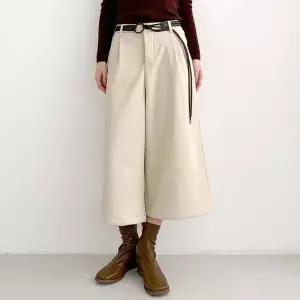 여성 벨트세트 밍크 기모 골덴 9부 10부 와이드 밴딩 통 바지 키작녀바지 밴딩 팬츠 -WPN0694- 겨울