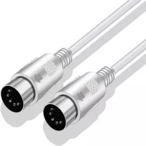 Young Qee MIDI 케이블 5핀 DIN 남성부터 남성까지 연결 플러그 와이어 코드 (흰색 5피트)