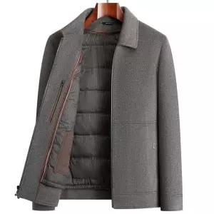 남성용 모직 겨울 비즈니스 리버시블 다운 캐시미어 카라 양털 점퍼 자켓 숏 코트 안감 원픽4