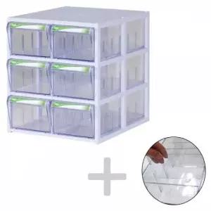 수납함 투명 3단 서랍식 책상정리함 세트 칸막이 데스 (WFKB7P7)