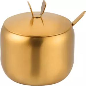 뚜껑이 있는 12온스 설탕 그릇과 숟가락이 주방용 스테인리스강 조미료 용기 Ghee 커피 테이블 금 향신료