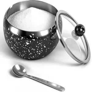 유리 뚜껑과 숟가락이 있는 홀로이스 설탕 용기 16온스 눈송이 패턴 커피 바 스테이션 액세서리용