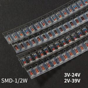 호환 300PCS 1/2W SMD LL34 제너 다이오드 키트 0.5W 2V-39V 30가지 값/3V-24V 값 3.3V DIY 전자 수리용