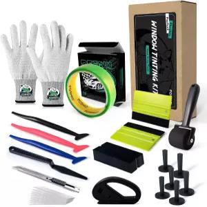 포시오 50M 나이프 덜 비닐 랩 도구 키트 6PCS 자동차 자석 및 장갑 스펀지 롤러 펠트 스퀴지 유틸리티