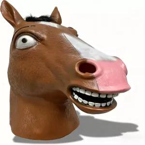 클프레루 호스 헤드 마스크 - 재미있는 호스맨 라텍스 풀 리얼한 코스튬 할로윈 코스프레 및 파티 액세서리