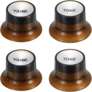 메카닉시티 4pcs 메트릭 탑 모자 벨 노브 일렉트릭 기타 베이스 스플릿 샤프트 포트용 볼륨 2 톤 컨트롤