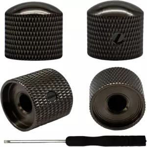 펜더 텔레캐스터 깁슨 레 폴 일렉트릭 기타 베이스 액세서리용 Qinhretuo 4pcs 블랙 노브 메탈 볼륨 톤