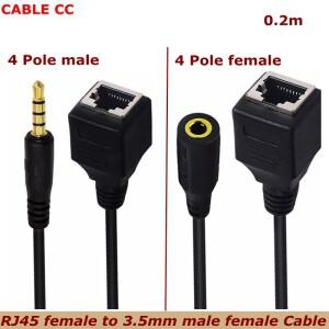 0.2m 4극 DC 3.5mm 암수 잭 TRS 오디오-RJ45 암 소켓 이더넷 어댑터 케이블은 컴퓨터 주변에 사용됩니다.