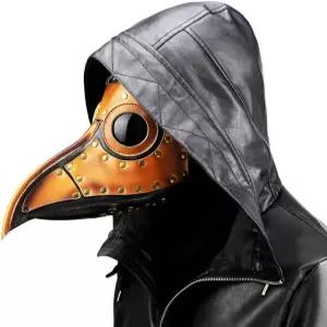PU 가죽 전염병 닥터 마스크 할로윈 코스튬 버드 데스 레트로 스팀펑크 롱 코 새 부리 코스프레 소품