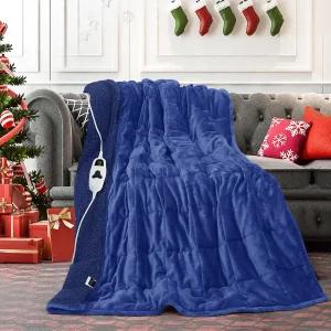 그린오크 온열 무게 담요 - 셰르파 플리스 전기 던지기 담요(48 u201Dx72 u201D 15파운드 코발트) 10가지