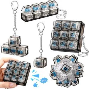 할로스큐메 5종 키보드 피젯 클리커 5가지 스타일 키체인 큐브 기계식 키 버튼 사무실 홈 패스 시간을 위한