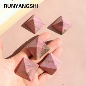 천연 크리스탈 스톤 로즈 피록신 피라미드 로도나이트 매직 포인트 타워 장식품 건강 장식 1 개