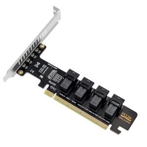 4.0 PCI-E X16 to 4 포트 SFF-8643 U.2 NVME 확장 어댑터 카드 지지대 SSF 8643 SSD