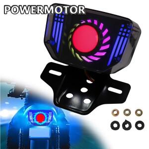 범용 바이크 오토바이 LED 브레이크 테일 라이트 12V 신호등 통합 번호판 브래킷 RGB 엔젤 아이즈