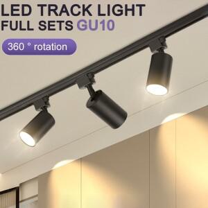 GU10 트랙 조명 Led 스포트라이트 110V/220V 레일 거실 장식 의류 매장 천장 스포트 라이트 풀 세트