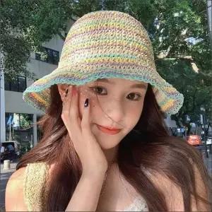 여름 컬러 예쁜 바캉스모자 햇빛차단 밀짚모자 버킷햇 여자여름모자
