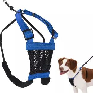 스포른 메시 논 풀 도그 하네스 미디엄 블루 소형 중형 및 대형견을 위한 산책 중 개 당김 질식 훈련에
