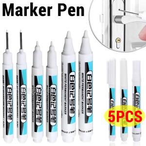 유성 방수 영구 페인트 마커 흰색 펜 목재 플라스틱 가죽 유리 석재 미술 용품 0.7mm 1.0mm 2.5mm 5-1 개