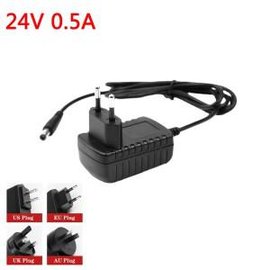 AC 100V-240V 컨버터 어댑터 DC 24V 0.5A 500mA 전원 공급 장치 EU 플러그 5.5mm X 2.1mm -2.5mm 1 개