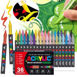 36색 아크릴 페인트 펜 마커 소프트 팁 (돌 그림 나무 돌 크리스마스 수집 DIY 공예 달걀 장식용)