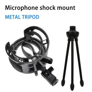 메탈 삼각대가 포함된 마이크 쇼크 마운트 - 범용 20-65mm 적합 조정 가능 3/8인치 나사 진동 완충기
