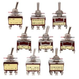 E-TEN 시리즈 하이엔드 로커 단추 스위치 2-12 핀 ON-OFF-ON 실버 접점 구리 12mm 250V 15A 토글 5 개