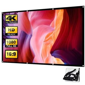 150인치 16:9 양면 투사 기능을 갖춘 간편한 휴대용 스크린 프로젝터로 실내외 및 홈시어터