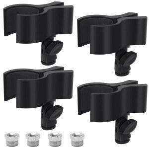 [미국배송] 조절 가능한 마이크 홀더 클립 1개의 플라스틱 스프링 스탠드 외경 32MM에서 60MM 사이 5/8인치에서 3/8인치 나사 어댑터 검은색 (1개)