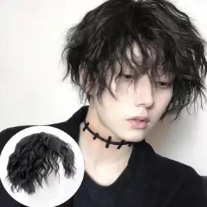 트렌디 남성 대학생 펌 웨이브 동안 가발 스타일리쉬 WB134E2