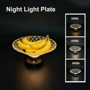 3색 LED 야간 조명 플레이트 거실 테이블 가정용 바구니 신형 고급 캔디 보관 램프 충전식