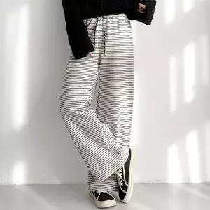 [신세계라이브쇼핑][옷자락] 여자 양털안감 단가라 와이드핏 휘뚜루 배색 밴딩 바지