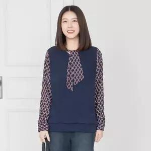 엄마옷 마담4060 다이아배색타이블라우스-QBL2601001-