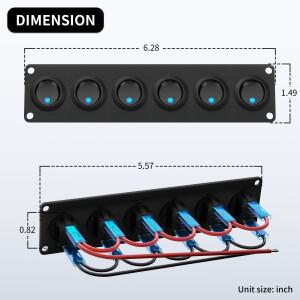DaierTek 6 갱 스위치 패널 12V 로커 LED 3 핀 VDC 20A SPST 해양 보트 자동차 지프 UTV 용 On-Off