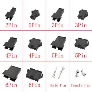 검정색 JST SM 2.54mm 피치 커넥터 2/3/4/5/6/7/8 핀 Male 플러그 하우징 와이어 플라스틱 쉘 압착 터미널