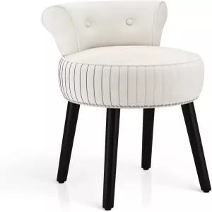 침실용 차메이드 벨벳 배니티 의자 터프트 로우 백 단단한 나무 다리 덮개가 있는 좌석 드레스룸용 모던