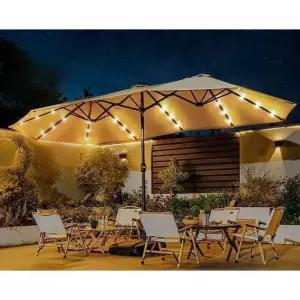 야외 대형 3단파라솔 바퀴형 삼두 우산 올굿 방수 테라스