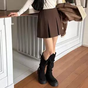 여성 겨울 캐주얼 플리츠 미니스커트