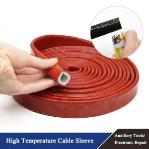 1/2/3/5m 실리콘 유리섬유 튜브 코팅 유리 섬유 꼰 방화 슬리브 난연 케이스 고온 케이블