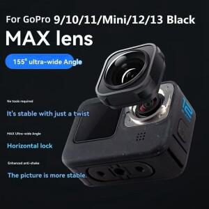 Max Lens Mod 광각 방수 렌즈 155 ° 고프로호환 Hero 12 11 10 9 카메라용 와이드 뷰(흔들림 방지 지원 5M
