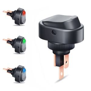 12mm 방수 블루/레드/그린 로커 스위치 12V 30A 3 핀 SPST ON OFF 자동차 보트 용 고전류 토글 타원형