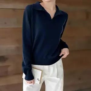 [신상오픈런]|CCT9F6D|여성용 모던 루즈핏 오픈카라 캐시미어 울 니트 스웨터