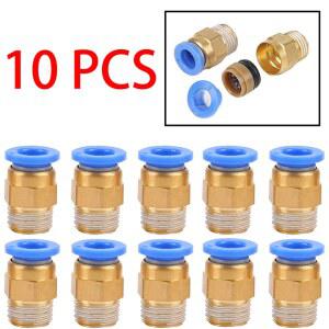 공압실린더 10PCS 공압 공기 커넥터 피팅 PC 4mm 6mm 8mm 10mm 12mm 스레드 호스 파이프