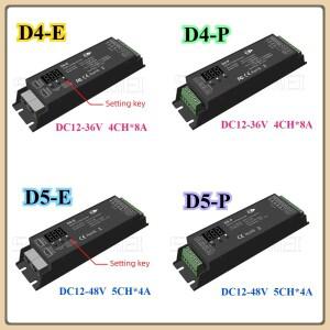 DC12-48V 4CHx8A D4-P/ 5CHx4A D5-P CV DMX512&RDM 디코더 RGB +CCT용 4/5 채널 정전압 컨트롤러 디지털 디