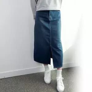 여자 롱청치마 가을 봄 데님스커트 앞트임 A라인 스커트