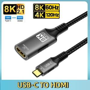 8K@60Hz USB-C-HDMI 2.1 케이블 Thunderbolt 4/USB4 호환 forAir ipad 호환 Pro samsung 호환 갤럭시 호환