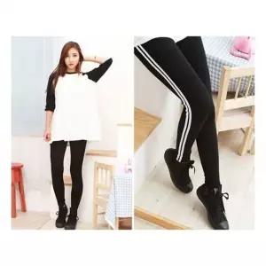 [하프클럽/]패션레깅스 겨울 옆줄 레깅스 밍크 기모 블랙 융털 데