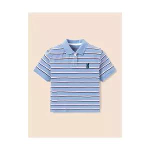 빈폴 키즈 여아 스트라이프 반소매 피케티셔츠 스카이 블루 (BI5742G03Q) 309114